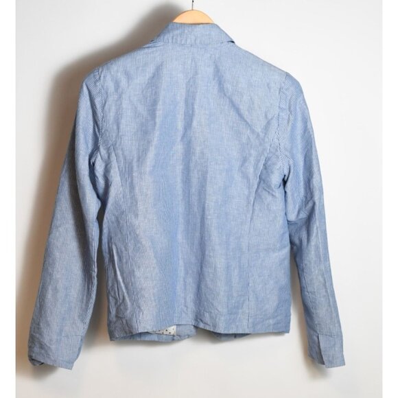 Gap Women's Blue White Seersucker Striped Academy Blazer Jacket Pockets Size 4 - Picture 6 of 10
